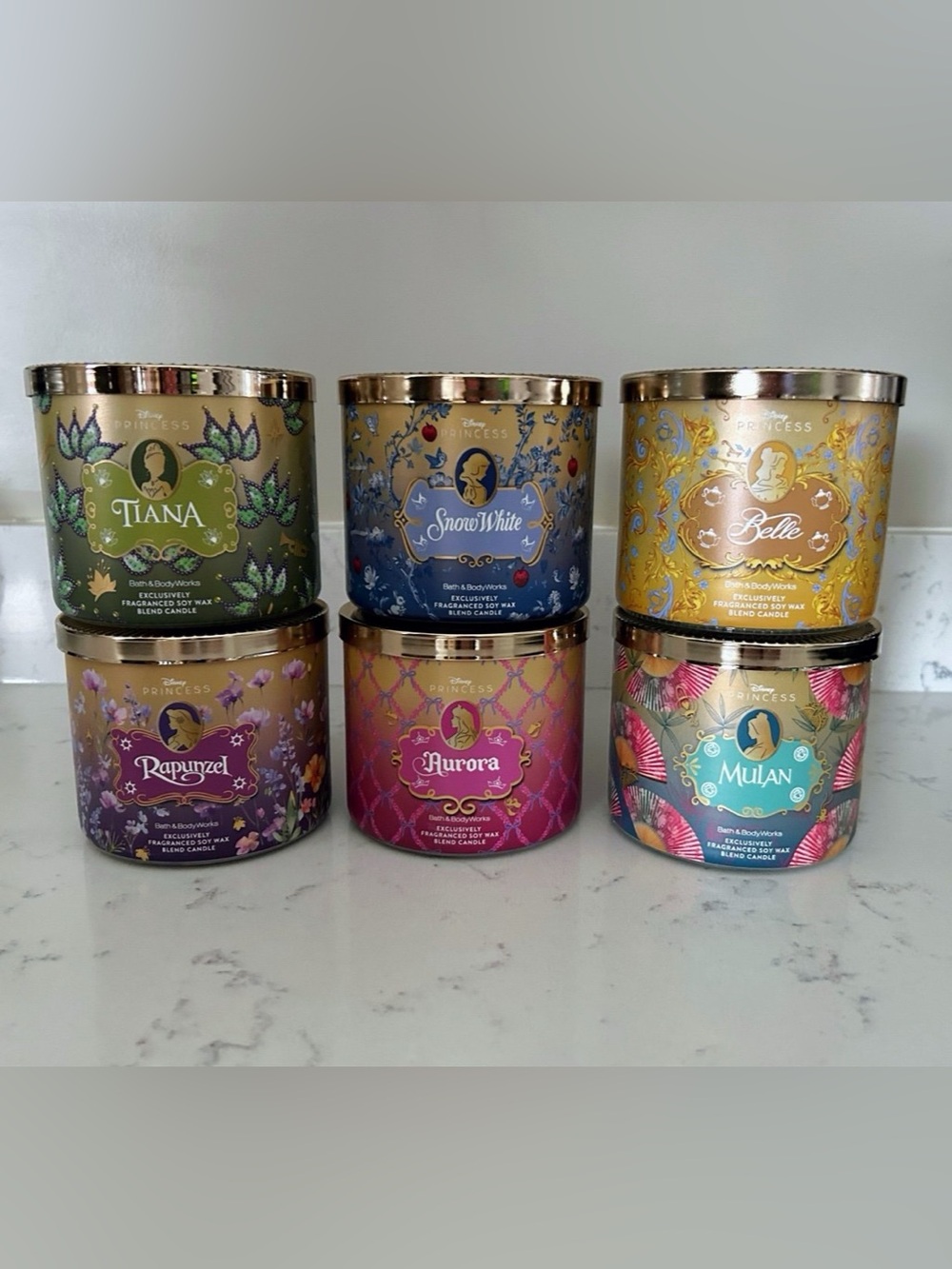 NWT 2026 BUNDLE OF LIMITED RELEASE DISNEY PRINCESS 3 WICK CANDLES